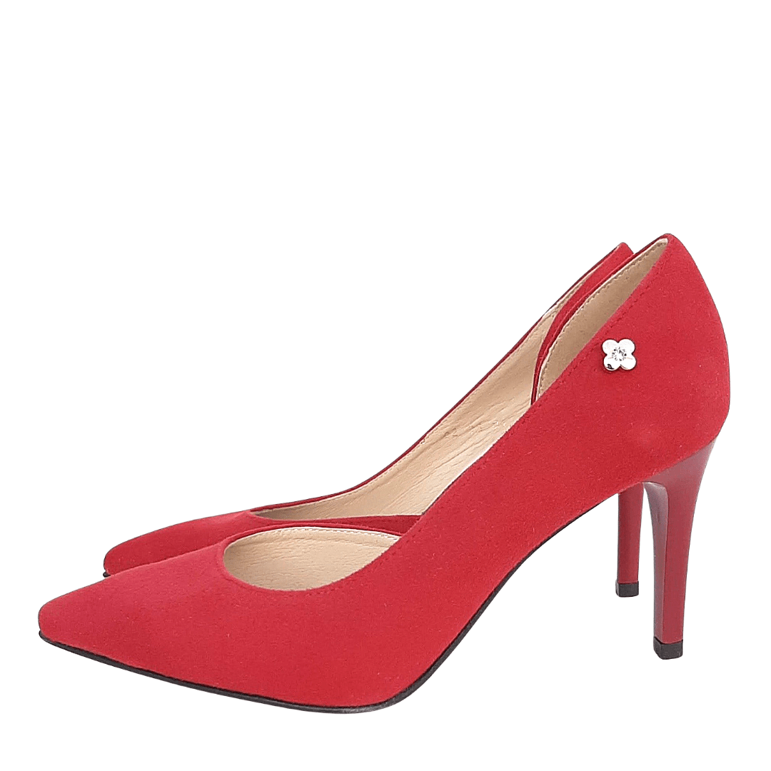 Petite high heel court shoes in red suede