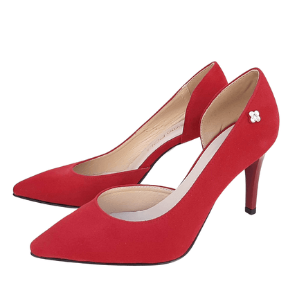 Petite high heel court shoes in red suede