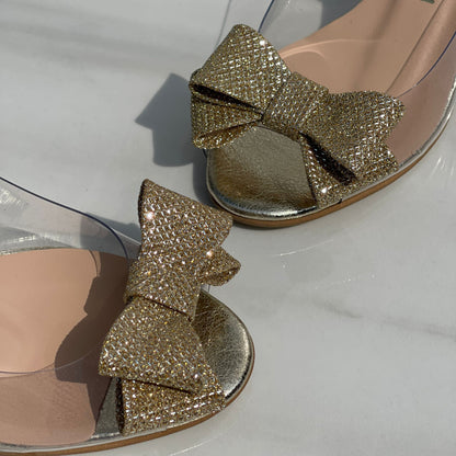 Gold vow clear sandals