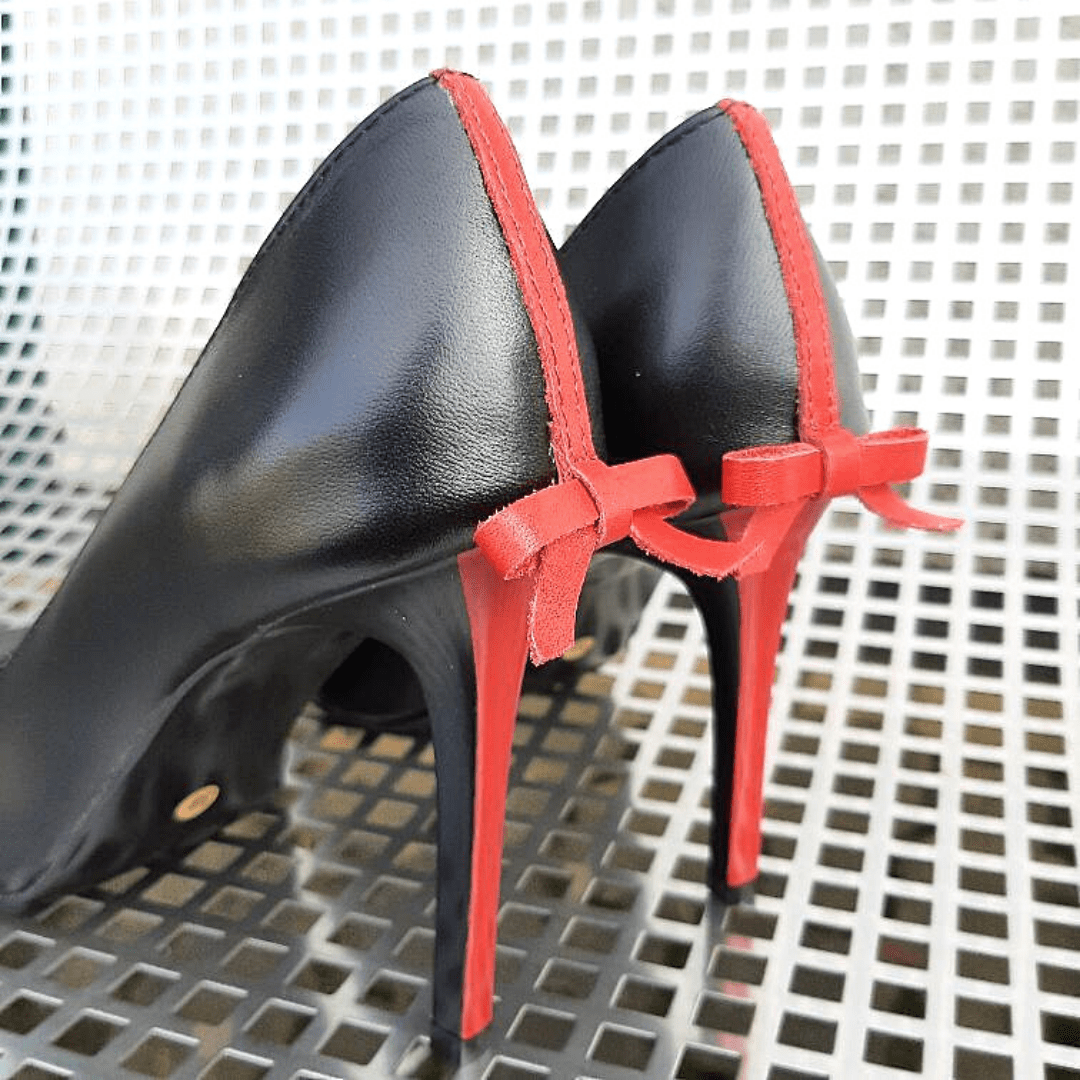 Petite black leather court shoes