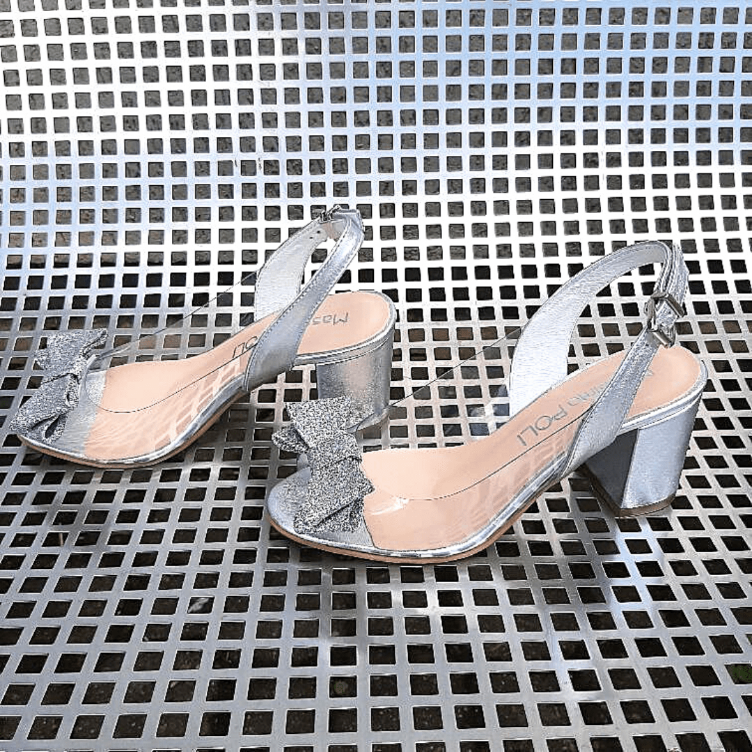 Petite clear slingback heels in silver