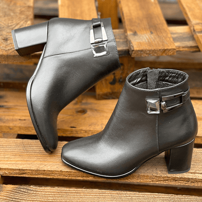 Petite ankle boots in black leather