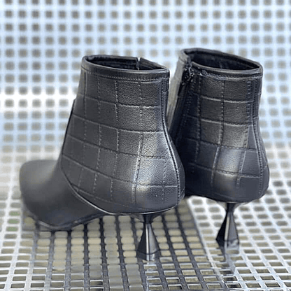 Black leather small size ankle boots