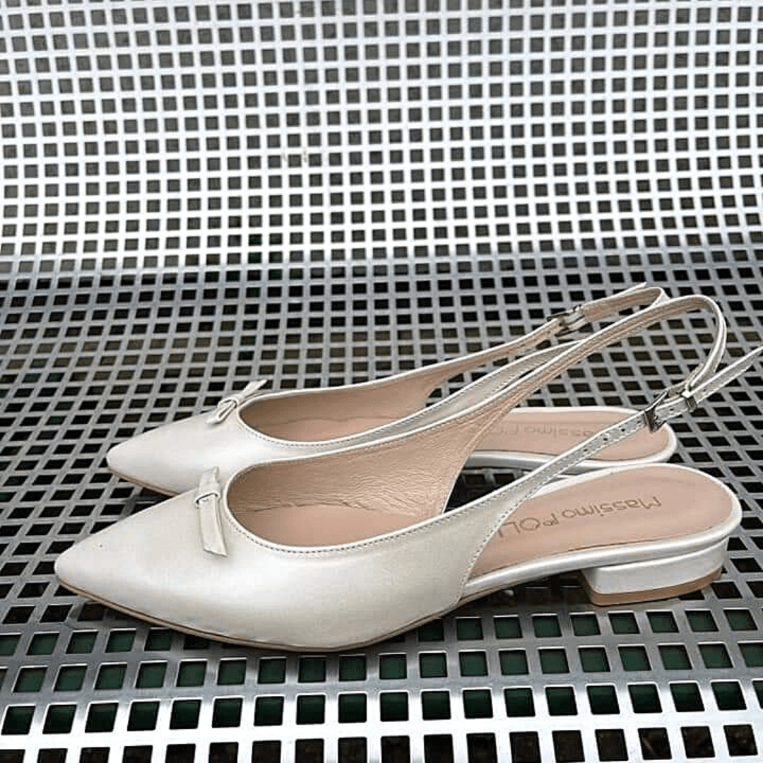 Slingback ballerina shoes in cream leather