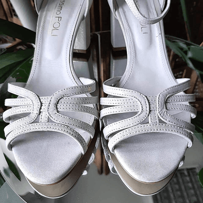 Open toe pearl white sandals