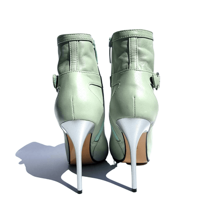 High heel stiletto boots in mint leather