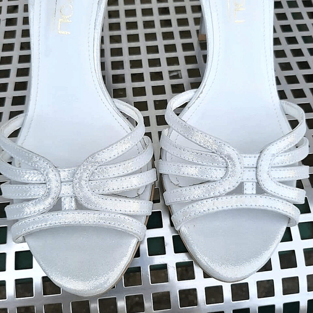 Open toe wedding sandals in white