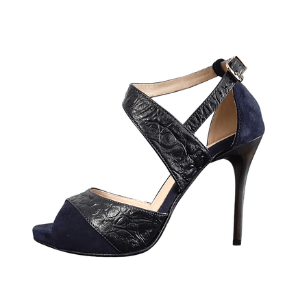 Petite strap sandals in navy leather