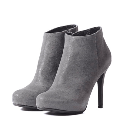 Platform ankle boots is grey leather 