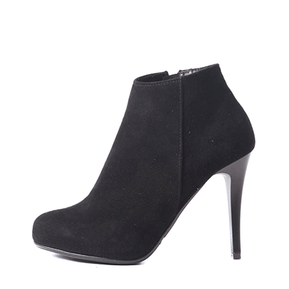 High heel ankle boots in black suede