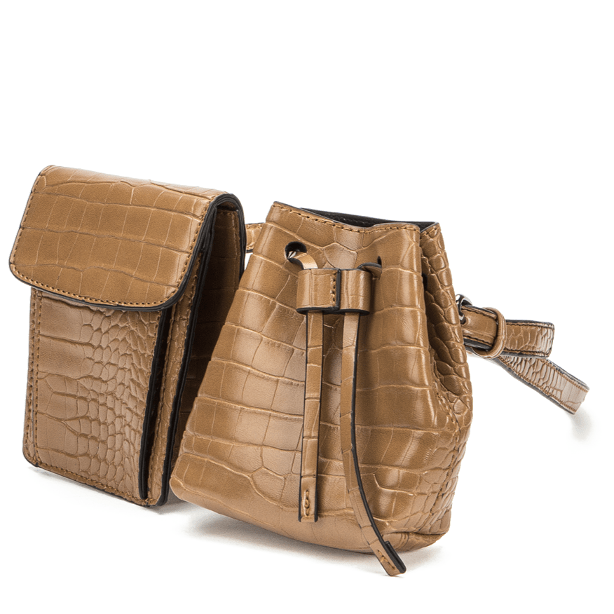 Brown  vegan friendly PU leather bum bag